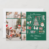 Tis het seizoen 5 Foto Retro Groene Kerst Feestdagenkaart (Voorkant)