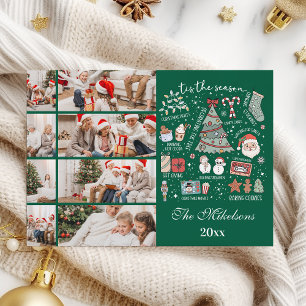 Tis het seizoen 8 Foto Retro Groene Kerst Feestdagenkaart