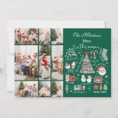 Tis het seizoen 9 foto retro groene kerst feestdagenkaart (Voorkant)