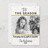 TIS HET SEIZOEN Gold Splatter Modern Vakantie Foto Kaart (Voorkant)
