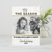 TIS HET SEIZOEN Gold Splatter Modern Vakantie Foto Kaart (Staand voorkant)