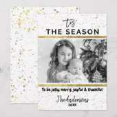 TIS HET SEIZOEN Gold Splatter Modern Vakantie Foto Kaart (Voorkant / Achterkant)