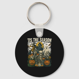 Tis Het Seizoen Halloween Skeleton Ghost VI Sleutelhanger