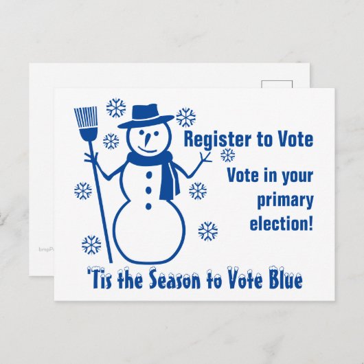 Tis het seizoen om te stemmen Blue 2024 GOTV Verki Briefkaart (Voorkant / Achterkant)