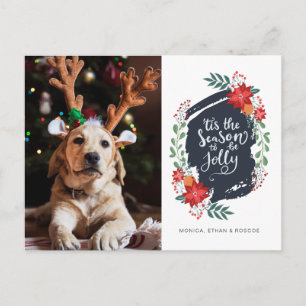 'Tis het Seizoen om vrolijk te zijn   Foto Kerstka Feestdagenkaart