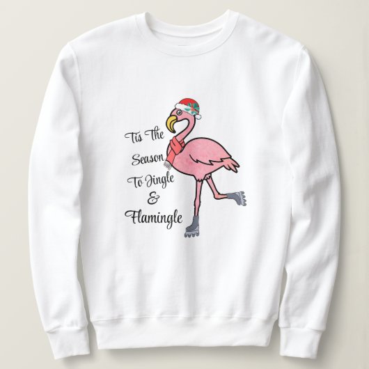 Tis Het Seizoen, Schattigee Schaatsen Flamingo met Trui (Design voorkant)