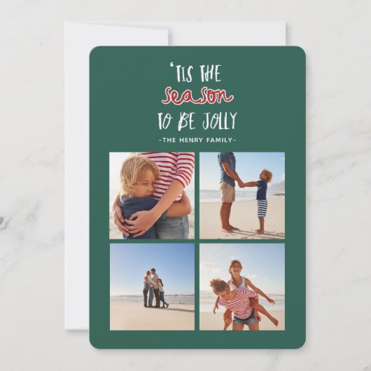 'tis het seizoen vier foto vakantie kerstkaart (Voorkant)