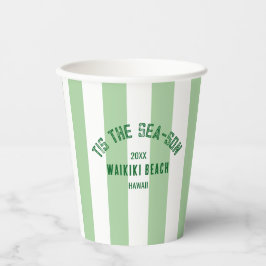 Tis Het Zee Son Custom Beach Christmas Green Strip Papieren Bekers