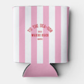 Tis Het Zee Son Custom Beach Christmas Pink Stripe Blikjeskoeler (Voorkant)