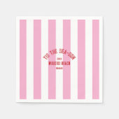 Tis Het Zee Son Custom Beach Christmas Pink Stripe Servet (Voorkant)