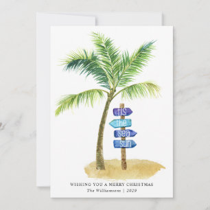 Tis het Zee Sun Waterverf Beach Twee foto's Feestdagenkaart