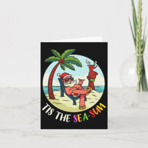 Tis Het Zee-zon Funny Santa Beach Zomer Kerstmis Kaart