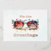 Tis het Zee Zon Groeten Zonnebril Foto Folie Feestdagenkaart (Voorkant)