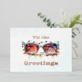 Tis het Zee Zon Groeten Zonnebril Foto Folie Feestdagenkaart (Staand Voorkant)
