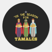 Tis Season For Tamales Funny Mexican Christmas Ronde Sticker (Voorkant)
