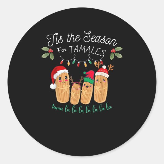 Tis Season For Tamales Mexican Christmas Modern Ronde Sticker (Voorkant)