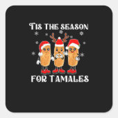 Tis Season For Tamales Mexican Christmas Modern Vierkante Sticker (Voorkant)