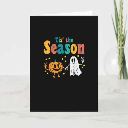 Tis Season Pumpkin Leaf Latte Fall Softbal Kaart (Voorkant)