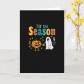 Tis Season Pumpkin Leaf Latte Fall Softbal Kaart (Gele Bloem)