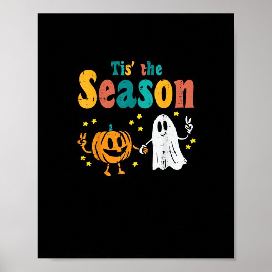 Tis Season Pumpkin Leaf Latte Fall Softbal Poster (Voorkant)