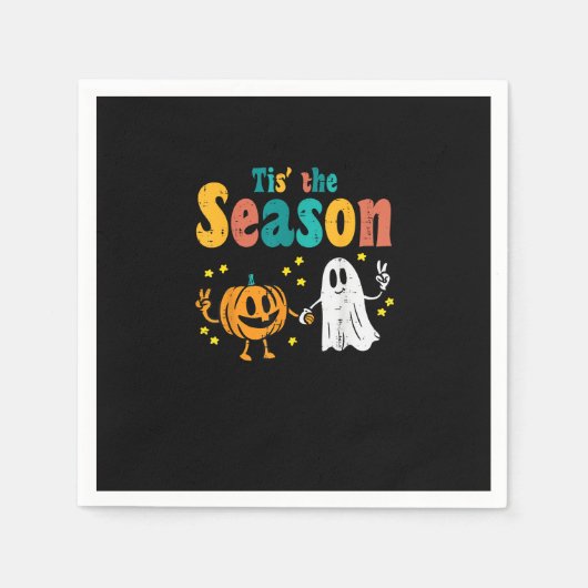 Tis Season Pumpkin Leaf Latte Fall Softbal Servet (Voorkant)