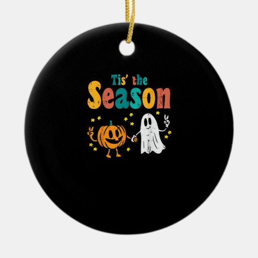 Tis Season Pumpkin Leaf Latte Fall Softball Keramisch Ornament (Voorkant)