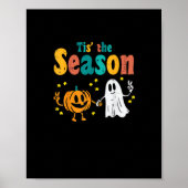 Tis Season Pumpkin Leaf Latte Fall Softball Poster (Voorkant)