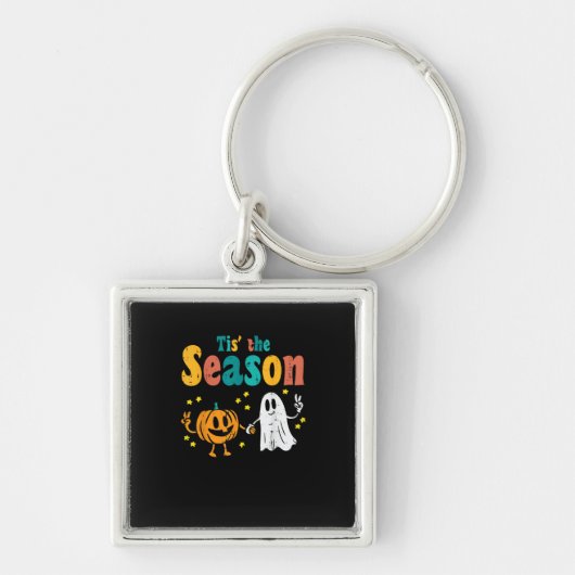 Tis Season Pumpkin Leaf Latte Fall Softball Sleutelhanger (Voorkant)
