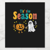 Tis Season Pumpkin Leaf Latte Fall Softball Wijn Etiket (Enkel label)