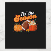Tis Season Pumpkin Spice Latte Halloween Fall Foot Wijn Etiket (Enkel label)