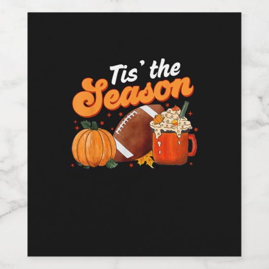 Tis Season Pumpkin Spice Latte Halloween Fall Foot Wijn Etiket (Enkel label)