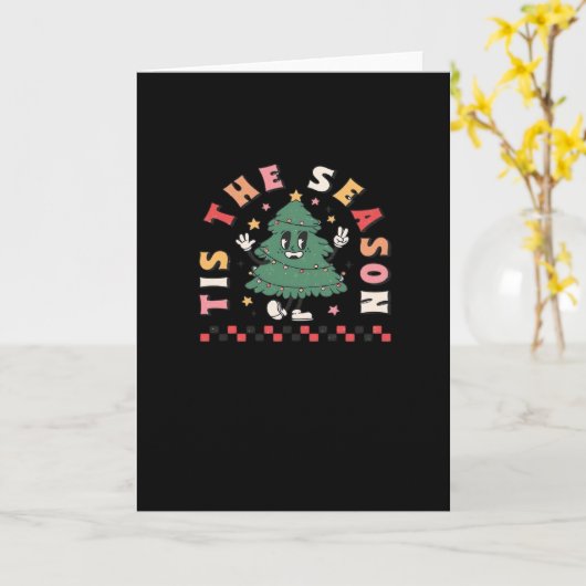 Tis Season Retro Halloween Spooky Season Fall Kaart (Gele Bloem)