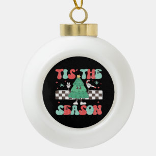 Tis Season Retro Vrouwelijke Feestdagen Keramische Bal Ornament