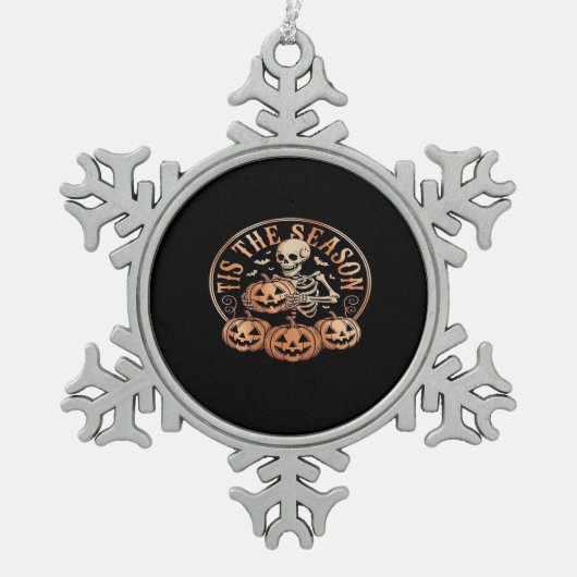 Tis Season Snowmobile Red Plaid Tin Sneeuwvlok Ornament (Voorkant)