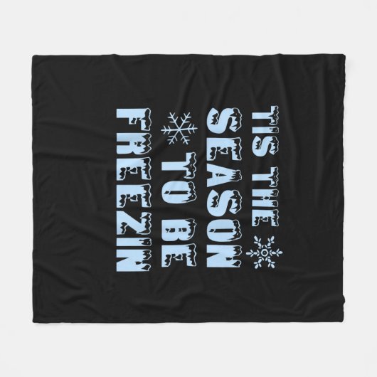 Tis Season To Freezing Holiday Christmas Retro Sty Fleece Deken (Voorkant (Horizontaal))
