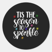 Tis Season To Sparkle Retro Classic Ronde Sticker (Voorkant)