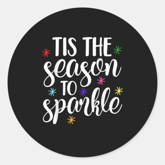 Tis Season To Sparkle Retro Classic Ronde Sticker (Voorkant)