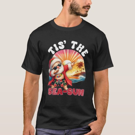 Tis The Sea Sun Christmas In July Tropical Dabbing T-shirt (Voorkant)