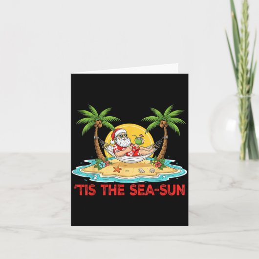 Tis The Sea-sun Santa Beach Vibes Christmas In Jul Kaart (Voorkant)