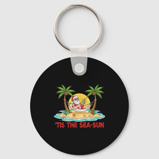 Tis The Sea-sun Santa Beach Vibes Christmas In Jul Sleutelhanger (Voorkant)