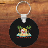 Tis The Sea-sun Santa Beach Vibes Christmas In Jul Sleutelhanger (Voorkant)