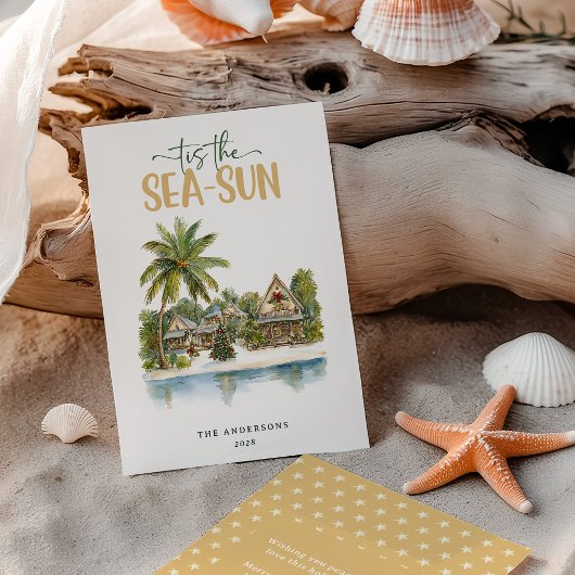 Tis the Sea-Sun Tropical Christmas Feestdagenkaart