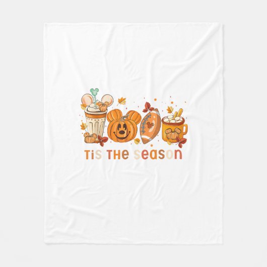 Tis The Season Autumn Halloween Pumpkin Fall Drink Fleece Deken (Voorkant)