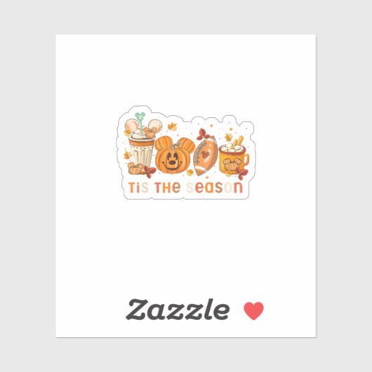 Tis The Season Autumn Halloween Pumpkin Fall Drink Sticker (Vel)