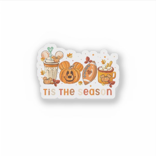 Tis The Season Autumn Halloween Pumpkin Fall Drink Sticker (Voorkant)