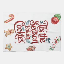 'Tis the Season Baking Cookies Kitchen Towel Theedoek