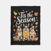 Tis The Season Boston Terrier Fall Autumn Pumpkin  Fleece Deken (Voorkant)