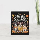 Tis The Season Boston Terrier Fall Autumn Pumpkin  Kaart (Voorkant)