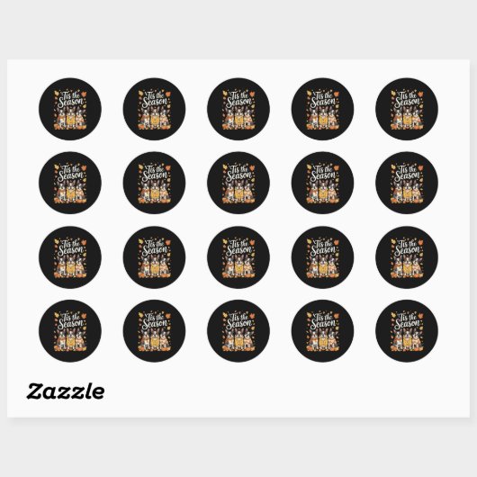 Tis The Season Boston Terrier Fall Autumn Pumpkin  Ronde Sticker (Vel)