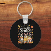Tis The Season Boston Terrier Fall Autumn Pumpkin  Sleutelhanger (Voorkant)